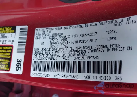 2016 Toyota Tacoma Trd Sport z USA, uszkodzony, nr VIN 3TMAZ5CNXGM009231